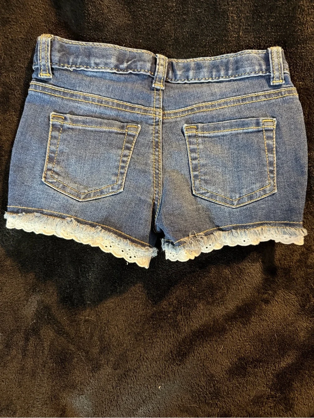 Cat & Jack Girls' Medium Blue Denim Shorts with White Lace Hem